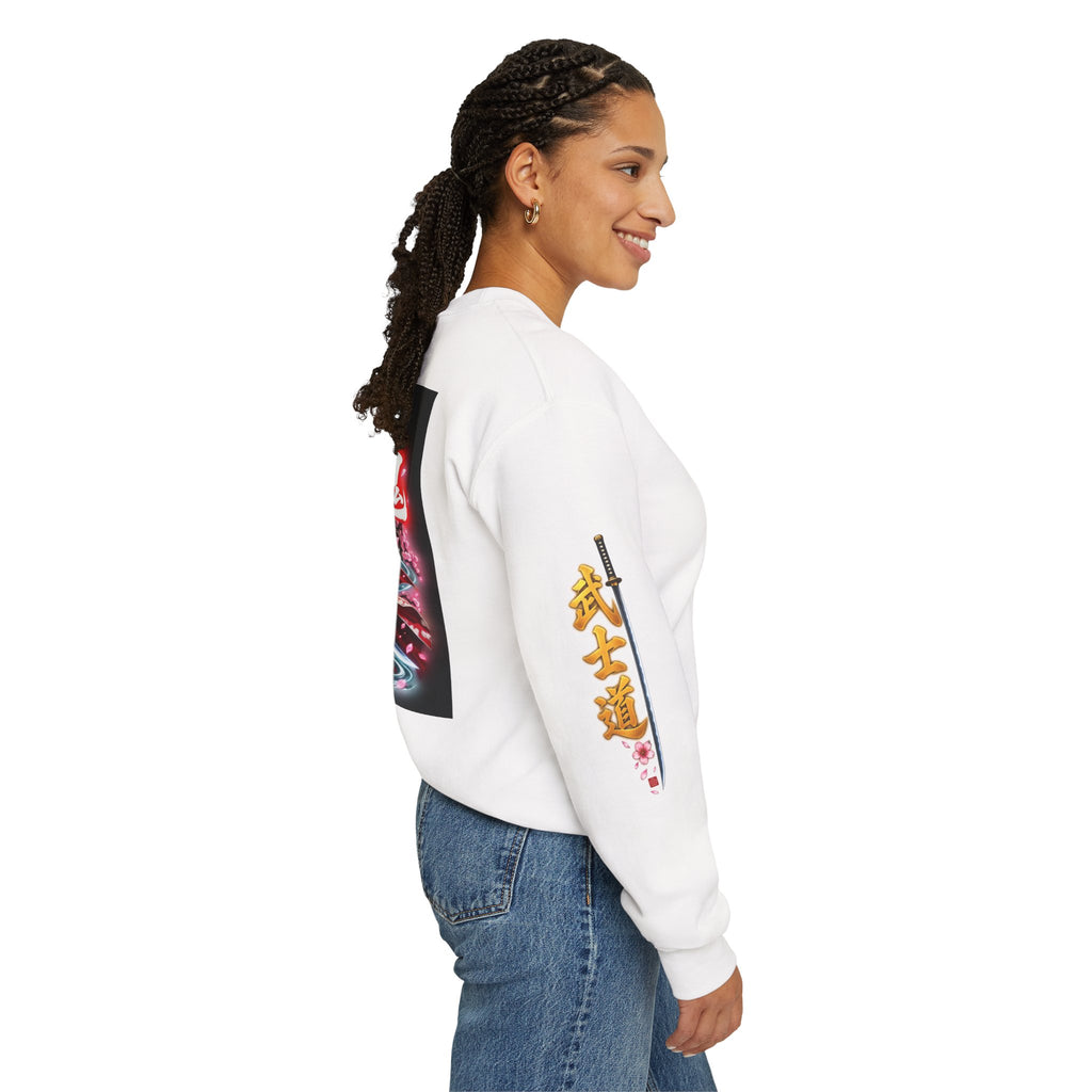 Japanese Samurai Cherry Blossom Crew Sweatshirt