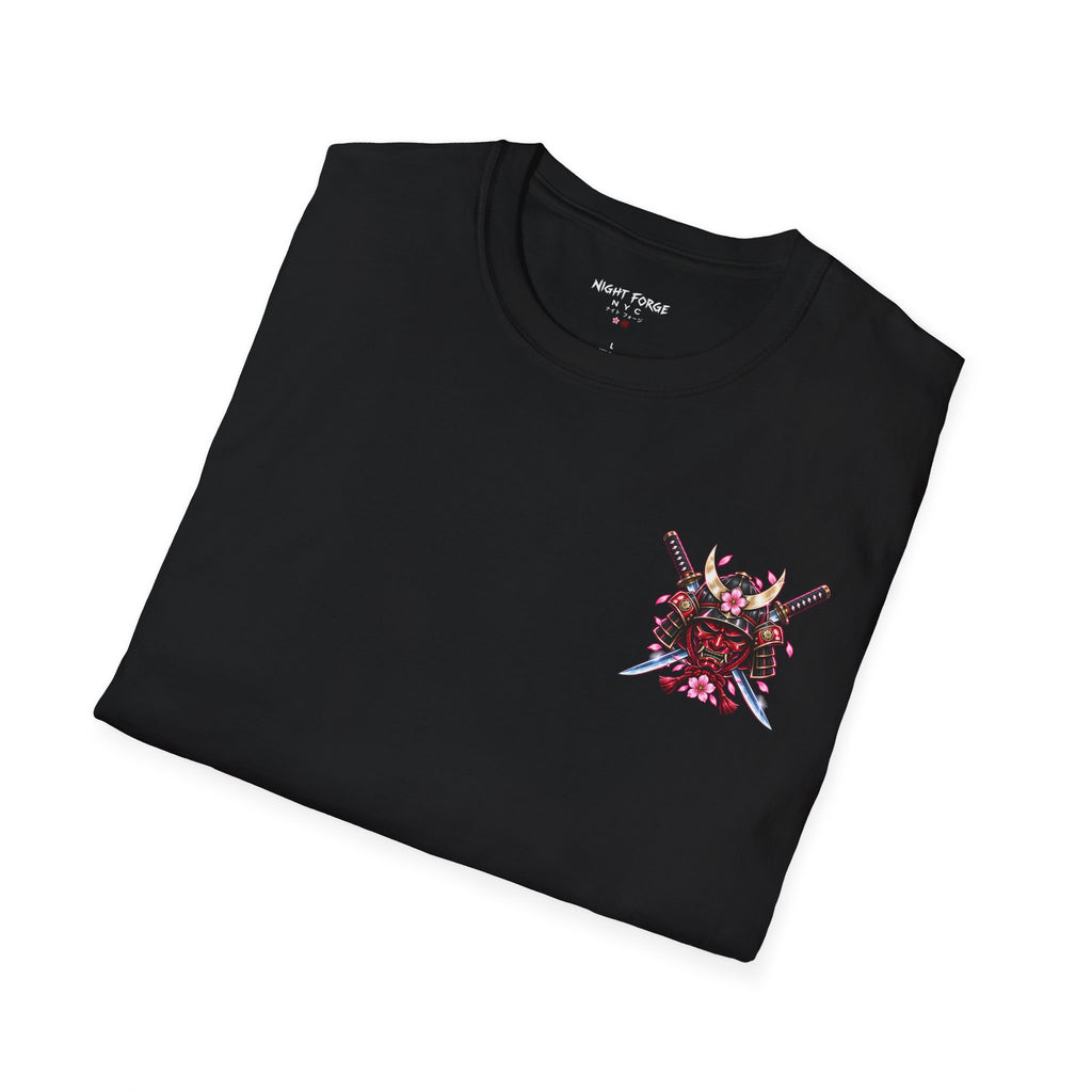Japanese Samurai Warrior T-Shirt with Cherry Blossoms
