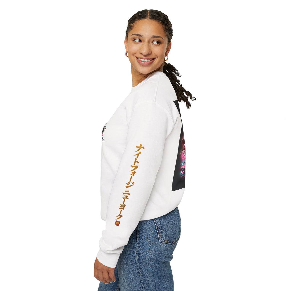 Japanese Samurai Cherry Blossom Crew Sweatshirt