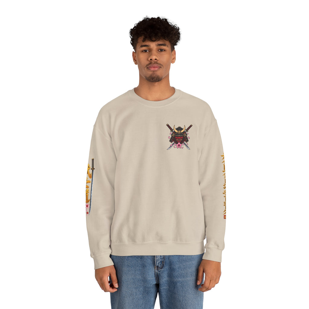 Japanese Samurai Cherry Blossom Crew Sweatshirt