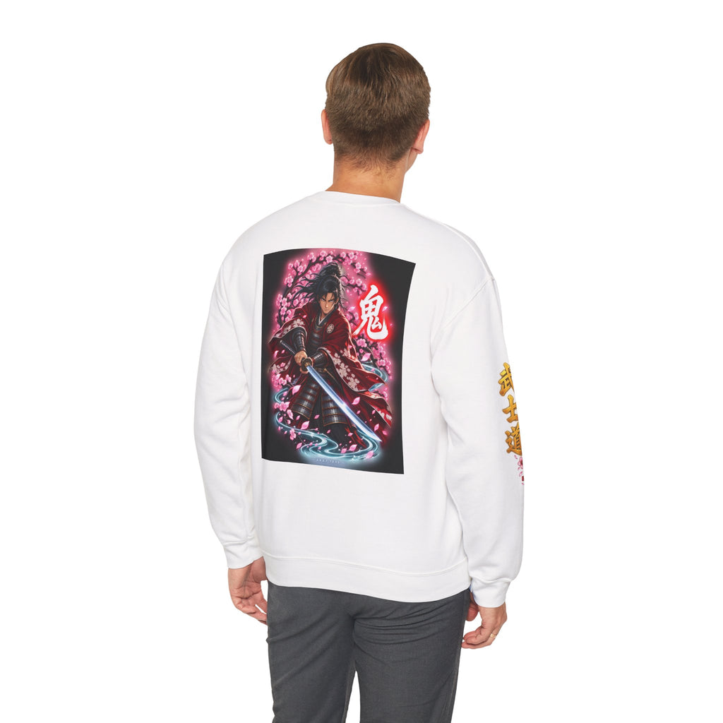 Japanese Samurai Cherry Blossom Crew Sweatshirt