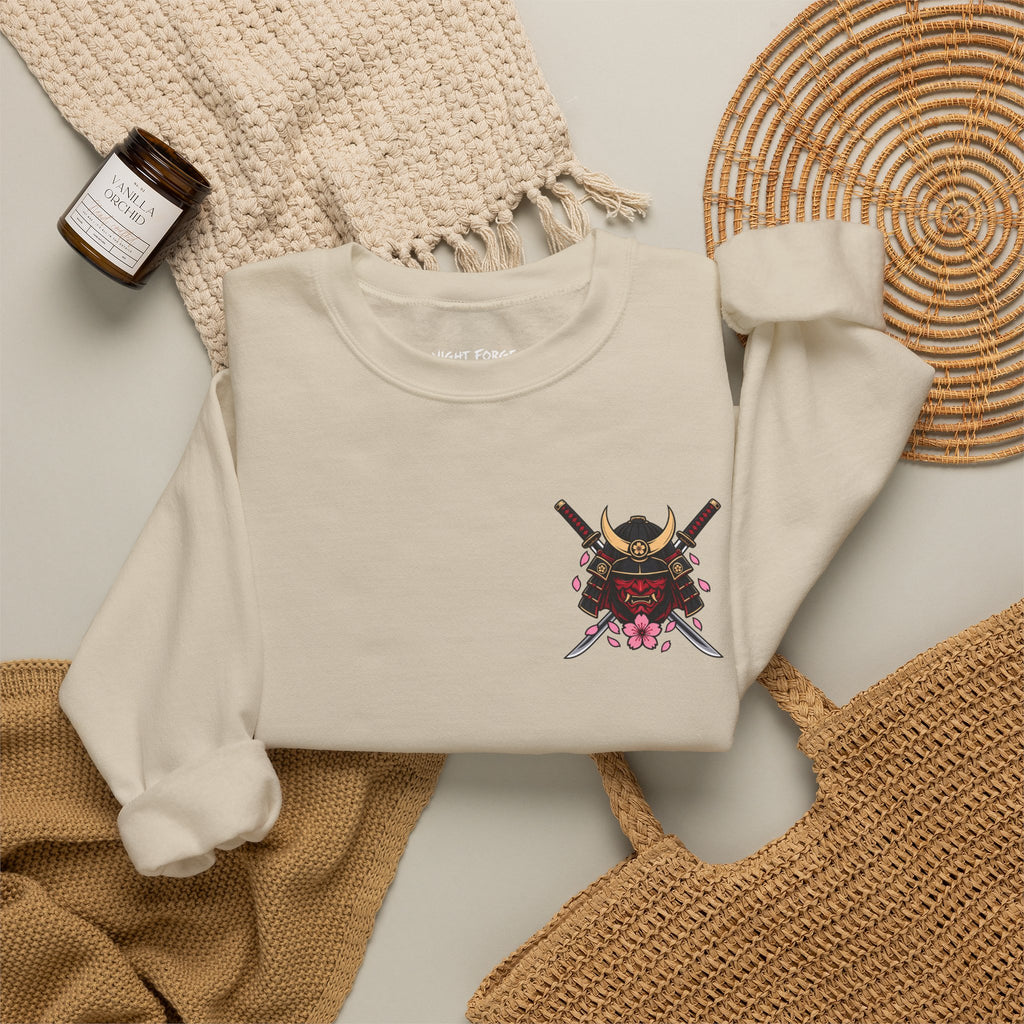 Japanese Samurai Cherry Blossom Crew Sweatshirt
