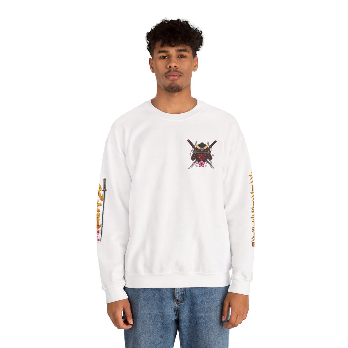 Japanese Samurai Cherry Blossom Crew Sweatshirt