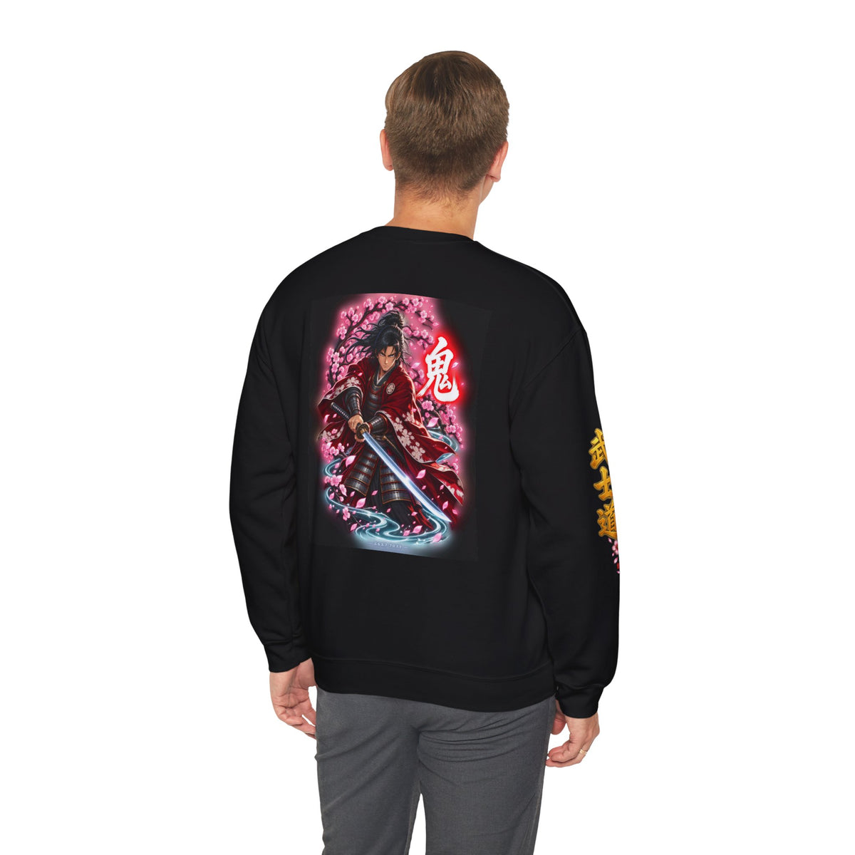 Japanese Samurai Cherry Blossom Crew Sweatshirt