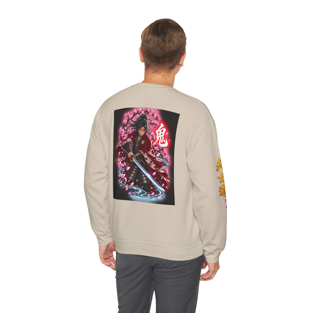Japanese Samurai Cherry Blossom Crew Sweatshirt
