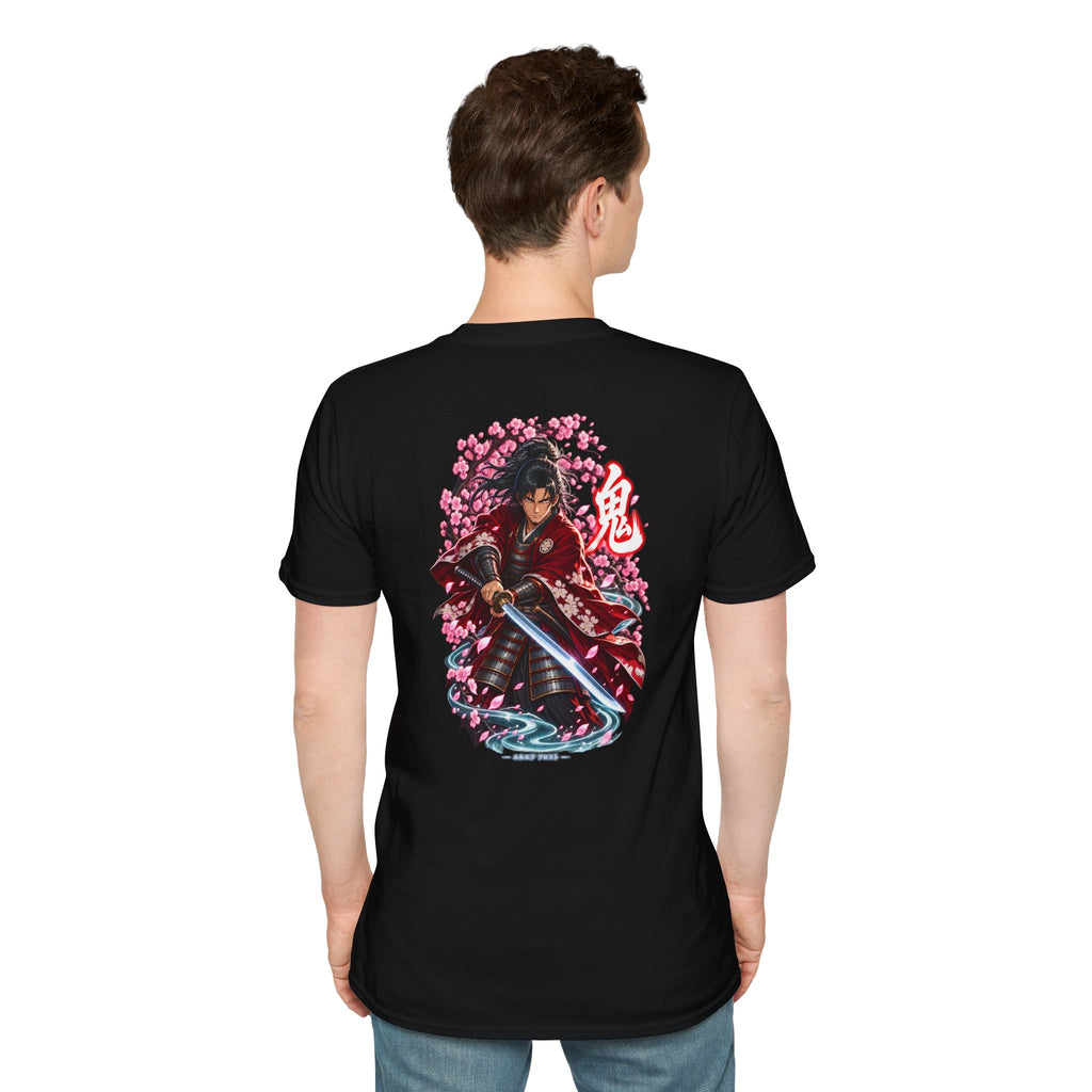 Japanese Samurai Warrior T-Shirt with Cherry Blossoms