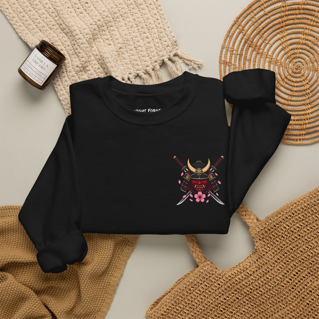 Japanese Samurai Cherry Blossom Crew Sweatshirt