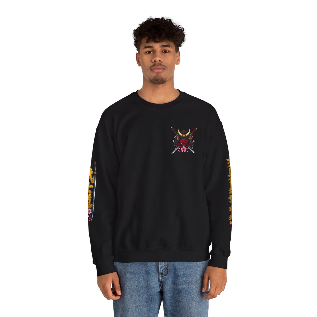 Japanese Samurai Cherry Blossom Crew Sweatshirt