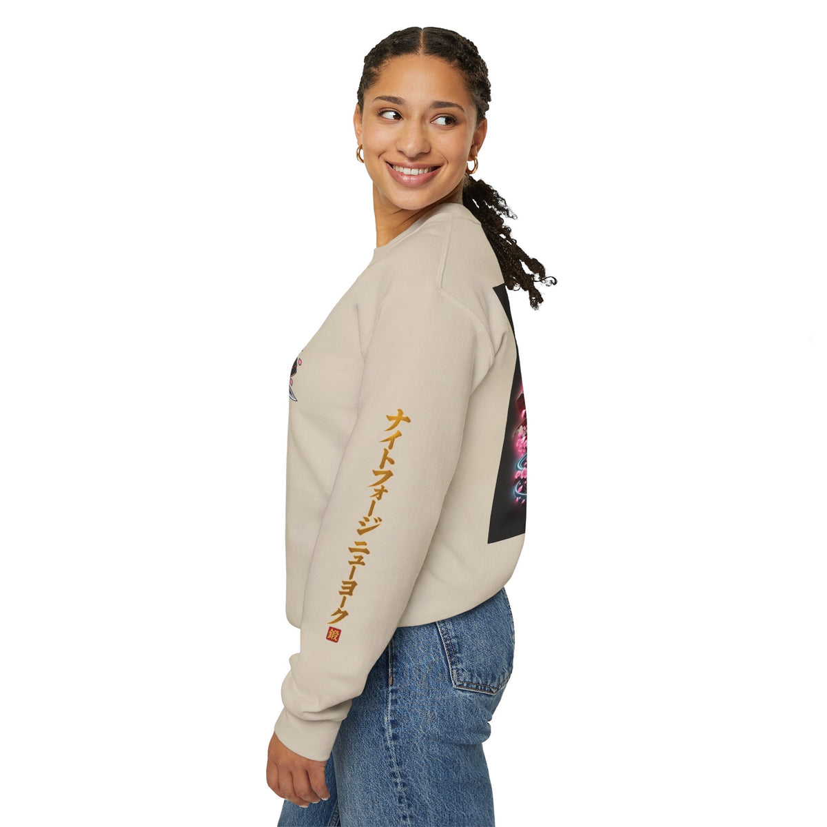 Japanese Samurai Cherry Blossom Crew Sweatshirt