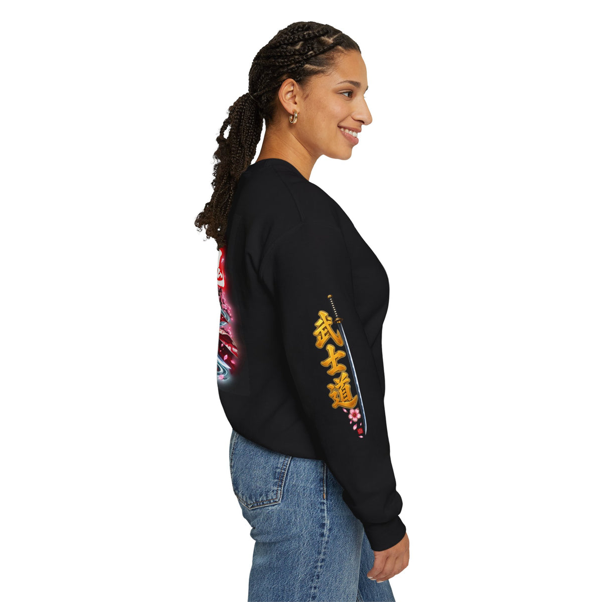 Japanese Samurai Cherry Blossom Crew Sweatshirt